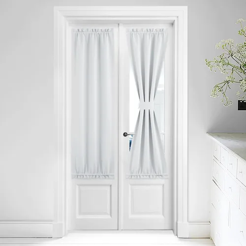 Miniatura 326 de NICETOWN Cortinas opacas unicolor con aislamiento térmico para puerta francesa, granja, oscurecimiento de habitación, puertas y ventanas de Marrón
