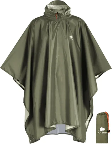 ANYOO Poncho de lluvia con capucha para adultos, impermeable, ligero, para hombres y mujeres, chaqueta de lluvia reutilizable para emergencias al