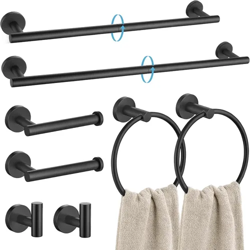 Miniatura 11 de TURS Juego de accesorios de baño de acero cepillado de 5 piezas, juego de barra de toalla de baño de acero inoxidable SUS304, kit de accesorios