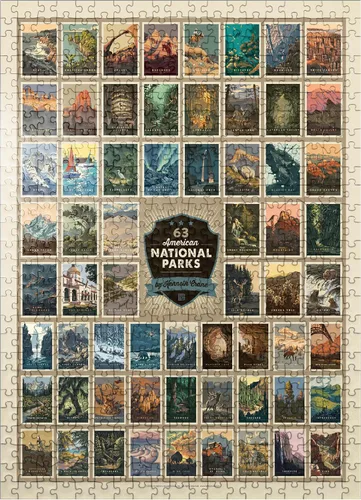 Miniatura 9 de MyPuzzle 63 Parques Nacionales Americanos: por Kenneth Crane, Póster Vintage - Rompecabezas Premium de 100 Piezas para Adultos
