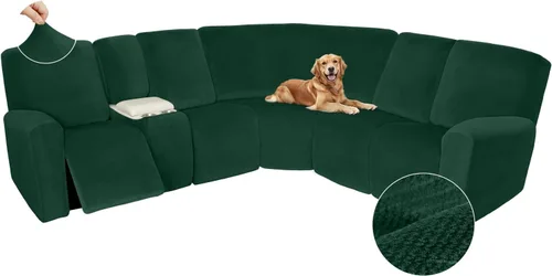 Miniatura 387 de Arfntevss Fundas de sofá seccional reclinable de terciopelo, Funda de sofá seccional de esquina para sofá reclinable, Funda elástica suave