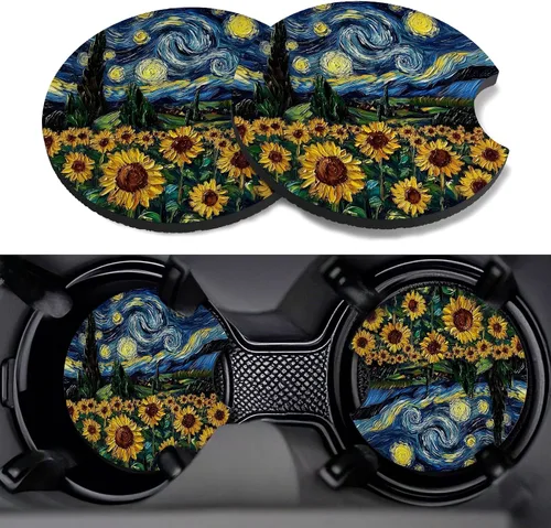 Miniatura 29 de Posavasos para automóvil, paquete de 2 posavasos para automóvil, 2.75 pulgadas, antideslizantes y absorbentes, para portavasos de automóvil