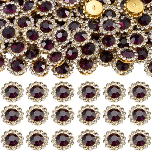 Miniatura 18 de 160 diamantes de imitación para coser de 0.472 pulgadas, base de metal, diamantes de imitación para coser en ropa, zapatos, aretes, cinturón