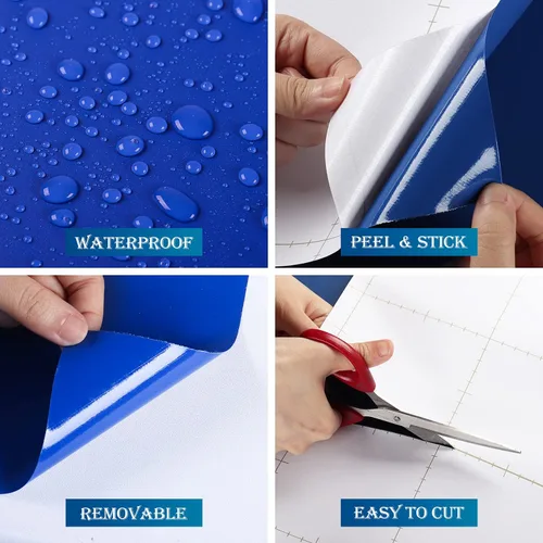 Miniatura 4 de FunStick Papel tapiz azul real, papel adhesivo azul mate para gabinetes, papel de pared extraíble autoadhesivo para paredes de habitación