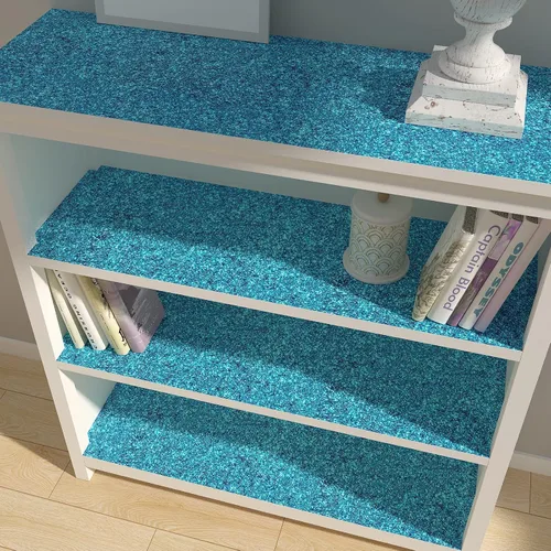 Miniatura 4 de Decotalk Papel tapiz azul con purpurina para pegar y despegar con purpurina de 17.7 x 120 pulgadas, papel de pared azul brillante para paredes