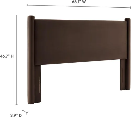 Miniatura 59 de Modway Rael Queen - Cabecera tapizada con pilares en color gris pardo - Cabecera de terciopelo resistente a las manchas para camas tamaño Queen Topo