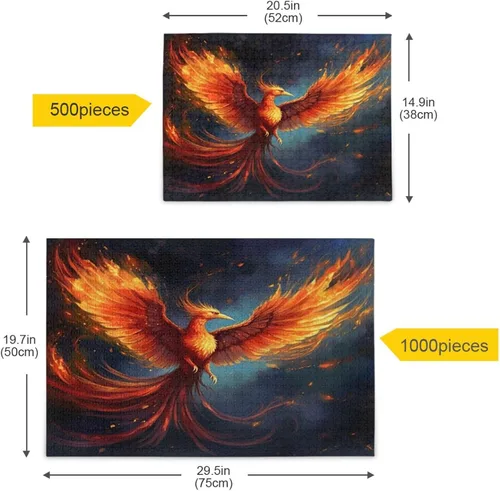 Miniatura 5 de Fire Phoenix Puzzle 1000 piezas - Rompecabezas de madera para juegos familiares - Adecuado para adolescentes y adultos