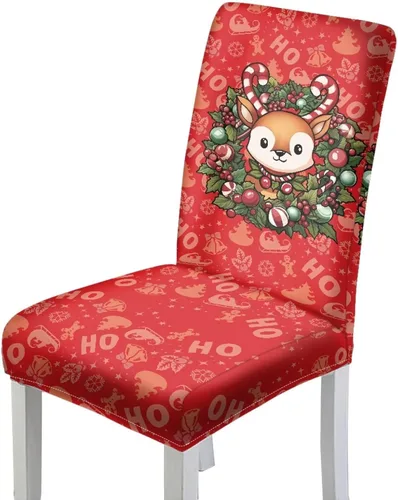 Miniatura 17 de HUGS IDEA Snowman Seat Covers for Dining Room Chairs Set of 2 Santa Claus Stretch Chair Slipcovers Protector Removable and Washable Kitchen Dining