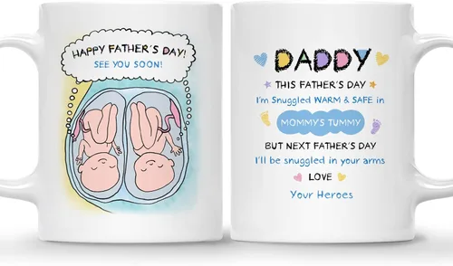 Miniatura 9 de Gossby Baby Bump - Taza de café personalizada para el primer día del padre para el futuro padre, marido de parte de la esposa, mensaje desde