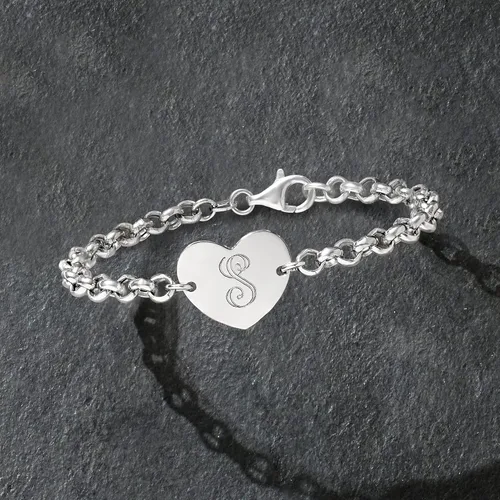 Miniatura 3 de Ross-Simons Italian Sterling Silver Personalized Heart Bracelet