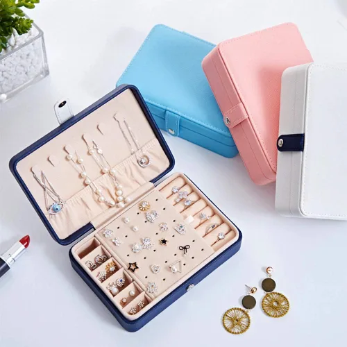 Miniatura 8 de Joyero para mujer, collar, aretes, anillos, accesorios de joyería, organizador