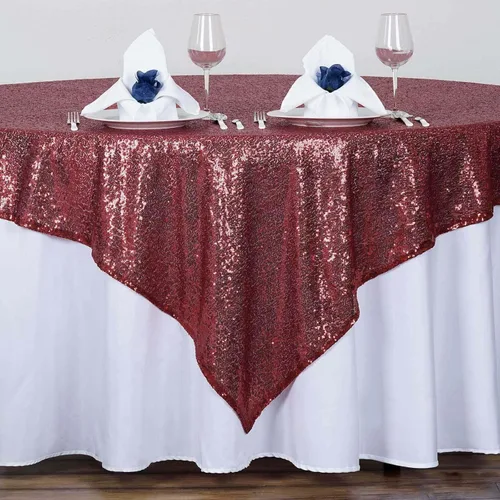 Miniatura 6 de Efavormart - Mantel cuadrado de lentejuelas de lujo de 72 x 72 pulgadas, mantel cuadrado champán para bodas, fiestas, eventos, banquetes