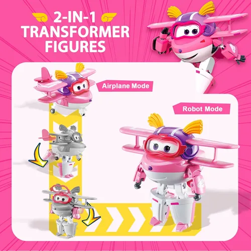 Miniatura 2 de Super Wings Juguetes transformables, Juguetes de Avión Transformable Ellie de 5 pulgadas, Figuras de Acción Modo 2 en 1, de Avión a Robot, Regalo