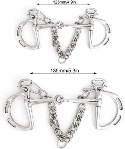 Miniatura 2 de Jointed Uxeter Kimberwicke Bit - Rodillo de boca para masticar caballos de acero inoxidable (longitud de la boca del caballo, 4.921 in)