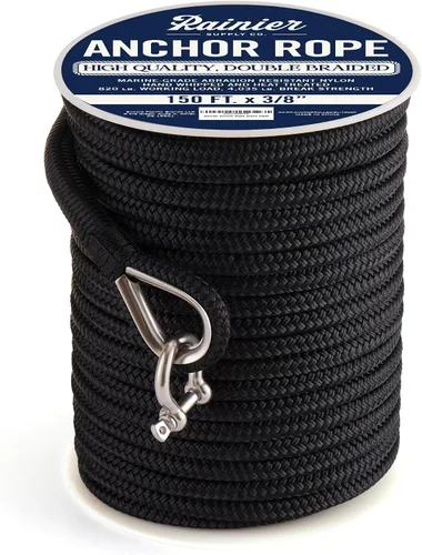 Miniatura 16 de RainierSupplyCo Cuerda de anclaje para barco - Línea de anclaje de cuerda marina trenzada doble - 100/150 / 200/300 pies de línea de navegación
