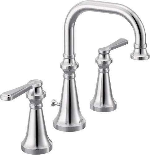 Miniatura 13 de Moen TS44102BG Colinet - Grifo de baño tradicional de arco alto con dos manijas, con asas de palanca, requiere válvula, oro cepillado