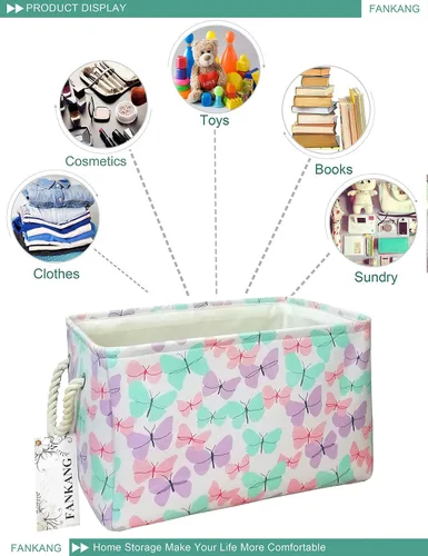 Miniatura 3 de Cesta rectangular de tela con estampado de dinosaurios para almacenamiento de guardería, cesta de almacenamiento, bolsa de libros, cestas de regalo