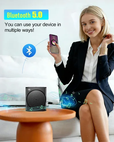 Miniatura 3 de SHIDU Amplificador de voz portátil de 18 W para profesores, amplificador de voz con micrófono de solapa inalámbrico, micrófono Bluetooth y altavoz
