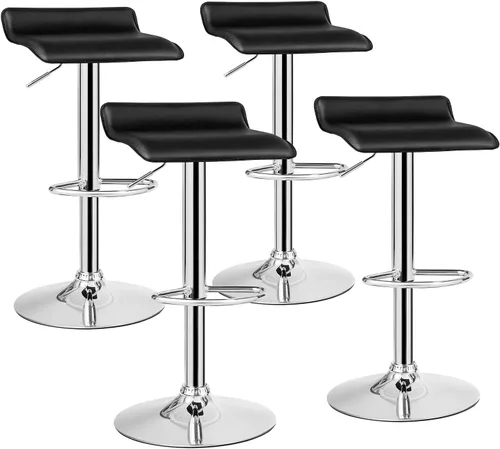 Miniatura 12 de Casart Juego de 2 taburetes de bar, taburetes de bar giratorios ajustables de piel sintética con reposapiés, base cromada, sillas de bar modernas