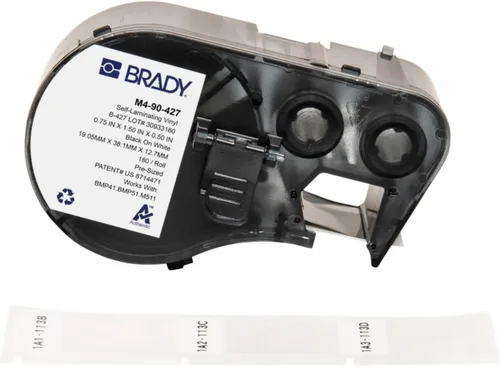 Miniatura 11 de Brady Auténticas etiquetas envolventes de vinilo autolaminables (M4-91-427) de 1.5 pulgadas de alto x 1 pulgada de ancho, negro sobre blanco