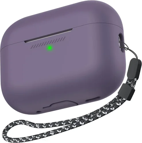 AHASTYLE Funda protectora de silicona para AirPods Pro 2 [LED frontal visible] Compatible con AirPods Pro de 2ª generación (Púrpura)