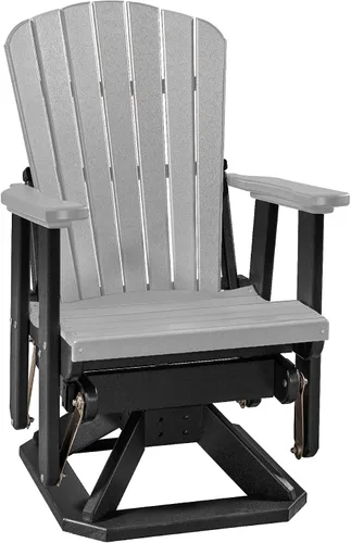 Miniatura 12 de DutchCrafters Slat Fan Back Poly Adirondack Swivel Glider Outdoor Patio Chair (Black)