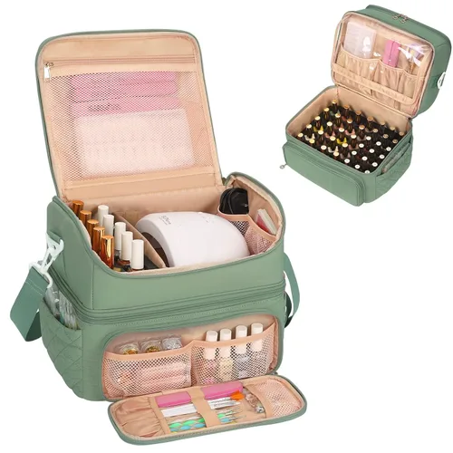 Miniatura 26 de CUBETASTIC Organizador de esmalte de uñas, estuche portátil de almacenamiento de esmalte de uñas con capacidad para 45 frascos de esmalte de uñas