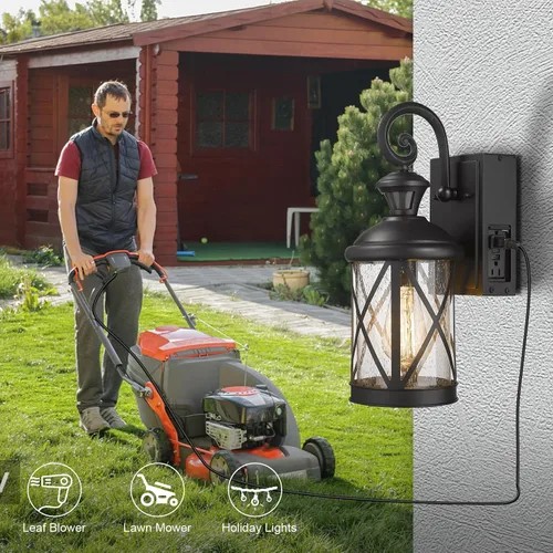 Miniatura 4 de Darkaway Lámpara de pared con sensor de movimiento para exteriores, luz de porche al aire libre del atardecer al amanecer con salida GFCI, aplique