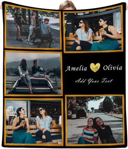 Miniatura 20 de Artsadd Mantas personalizadas con texto fotográfico, mantas de collage personalizadas con mis propias imágenes, fabricadas en Estados Unidos
