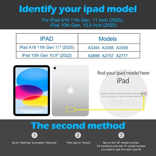 Miniatura 2 de Funda de cuero Gexmil para iPad (A16) de 11ª generación de 11 pulgadas 2025, funda para iPad de 10ª generación de 10.9 pulgadas 2022, funda
