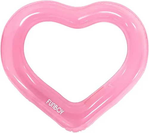 FUNBOY Flotador de tubo gigante de 40 pulgadas con forma de corazón hecho de materiales 2 veces más gruesos Rosa