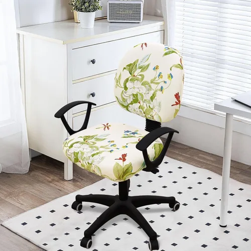 Miniatura 2 de Smiry Fundas elásticas para silla de computadora de oficina, universales, lavables, extraíbles y giratorias, fundas protectoras para asiento + Beige