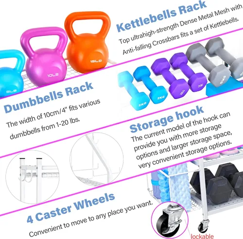 Miniatura 4 de Estante para mancuernas, estante de almacenamiento para esterilla de yoga, estante de peso para mancuernas, estante de almacenamiento de gimnasio