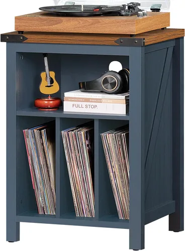 Miniatura 8 de Joaxswe Soporte para tocadiscos con almacenamiento de discos de vinilo, capacidad para hasta 160 álbumes, mesa giratoria grande de madera, estante