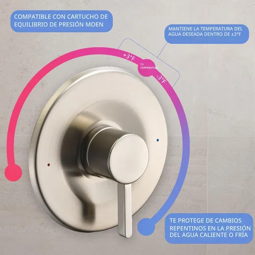 Miniatura 4 de Kit de molduras de ducha y bañera, compatible con válvula Moen Posi-Temp, níquel cepillado