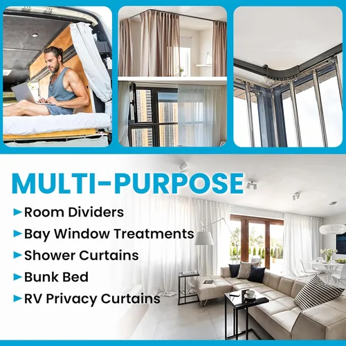 Miniatura 5 de Riel de cortina de techo – Riel de montaje en techo negro flexible flexible de 16.4 ft para divisor de habitación, ducha, baño, instalación de techo