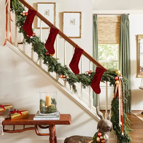 Miniatura 3 de Paquete de 4 calcetines navideños de punto, color burdeos, 14 pulgadas
