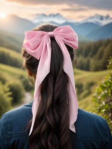 Miniatura 2 de Furling Pompoms - Lazos para el cabello para mujer, pinzas grandes de satén sedoso para el cabello, lazos para el cabello con cola larga, pasadores