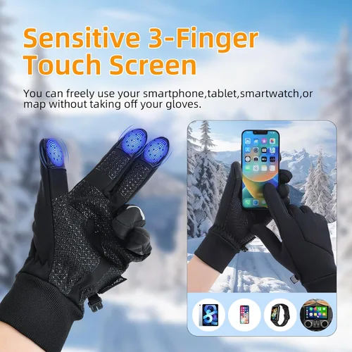 Miniatura 3 de Ryaco Guantes térmicos de invierno para hombres y mujeres, guantes cálidos con aislamiento para clima frío, impermeables, pantalla táctil