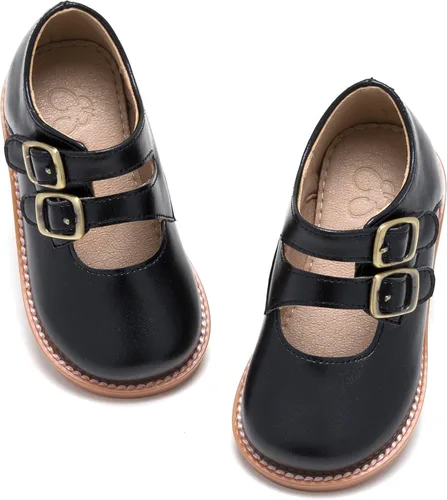 ESTINE Zapatos de fiesta para niñas pequeñas con lazo para uniforme escolar Oxford, vestido de flores