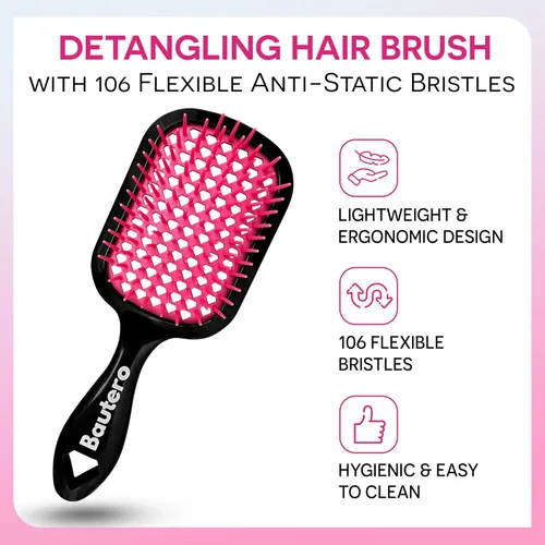 Miniatura 2 de Bautero Cepillo desenredante para cabello grueso y rizado, desenredante sin dolor para cabello natural enrollado 4C, reduce la rotura y el Sakura