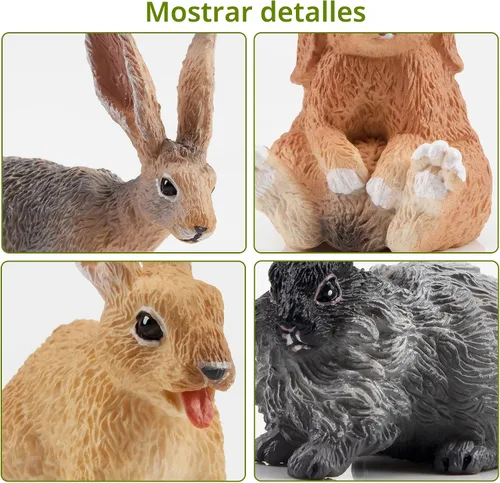 Miniatura 6 de Toymany 12 figuras de conejo de Pascua para niños, figuras de conejo, juguete de animales de granja para decoración de pasteles, recuerdos de fiesta