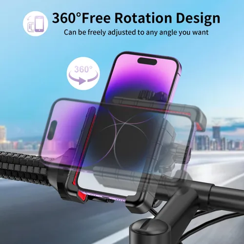 Miniatura 8 de Soporte de teléfono para bicicleta, [compatible con cámara] Soporte de teléfono de motocicleta para scooter eléctrico, montaña, moto de cross