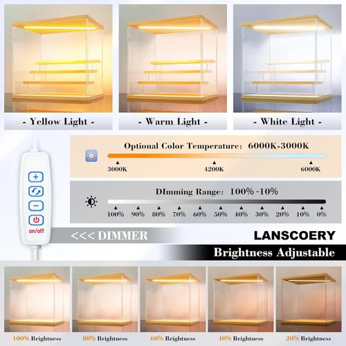 Miniatura 2 de LANSCOERY vitrina acrílica con iluminación LED, caja de exhibición de 5 niveles para coleccionables y figuras de acción, organizador transparente a