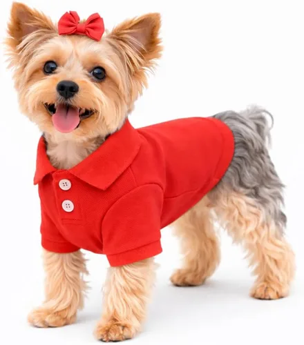 Miniatura 22 de lovelonglong Polo básico para perro, de algodón de primera calidad, para perros grandes, medianos y pequeños, con cuello de dos botones, color Negro