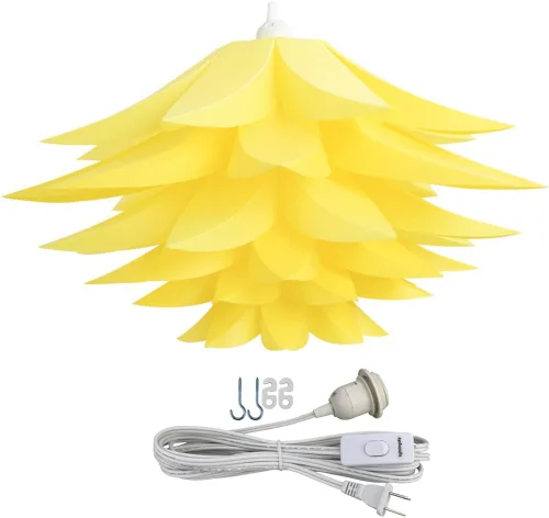 Colgante de techo de 20 pulgadas (19.7 in) DIY IQ Rompecabezas de flor de loto kit de pantalla con cable colgante de 15 pies (amarillo)