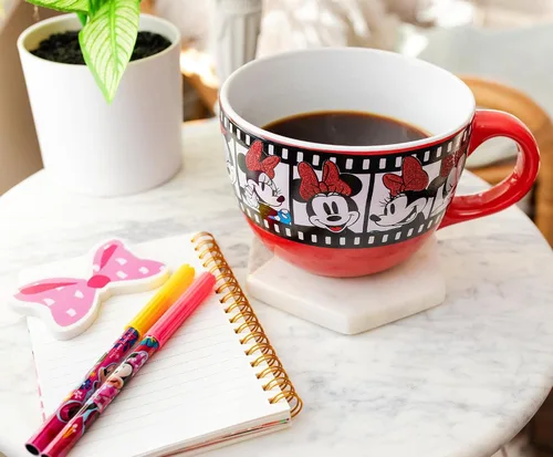 Miniatura 3 de Disney Minnie Mouse - Taza de sopa de cerámica con carrete de película Tazón para helado, cereales, avena Taza de café grande para expreso