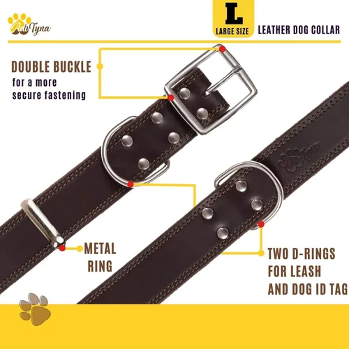 Miniatura 5 de ADITYNA Collar de Cuero Resistente para Perros Grandes - Collar de Cuero Suave y Fuerte para Caminar, Entrenar, Cazar y Correr