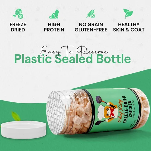 Miniatura 6 de Golosinas de pollo liofilizadas para gatos y perros, 100% grado humano, un solo ingrediente, alto en proteínas, aperitivo saludable, sin aditivos ni