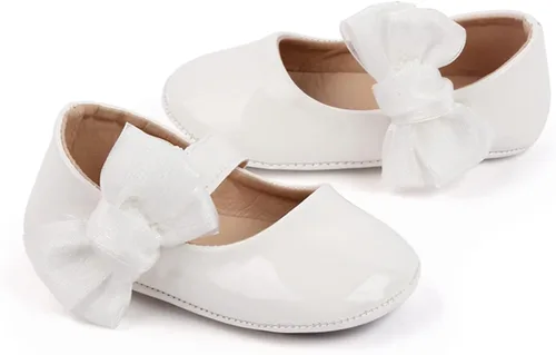 Miniatura 4 de Uineky Zapatos de vestir para bebés y niñas recién nacidas, zapatos planos estilo Mary Jane, antideslizantes, ligeros, suela suave, zapatos de boda